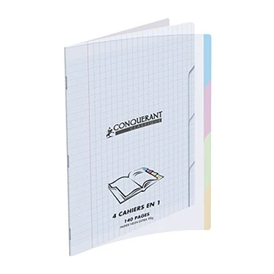 Image de Conquérant Classique Cahier grands carreaux sans spirales 140 Pages 24 x 32 cm Incolore