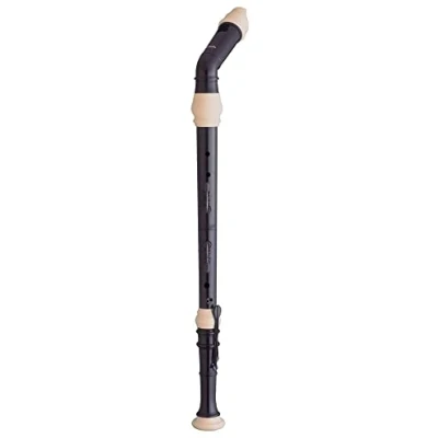 Image de Aulos Flûte basse en fa articulée Symphony 521 (doigté baroque, complet avec housse, cordelette, boîte à graisse et tableau des doigtés, résine synthétique), Marron foncé
