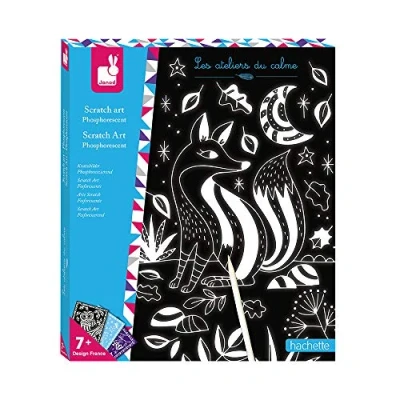 Image de Janod From 7 years old Creative Kit Phosphorescent Scratch Art Les Ateliers du Calme Leisure Dexterity and Concentration J07896, Blanc