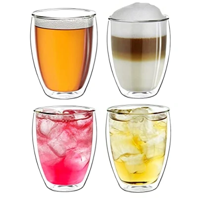 Image de Creano Verre Thermique XXL à Double paroi 400 ML, café/Verre thé/Latte Macchiato Extra Large résistant la Chaleur en borosilicaté, Lot de 4