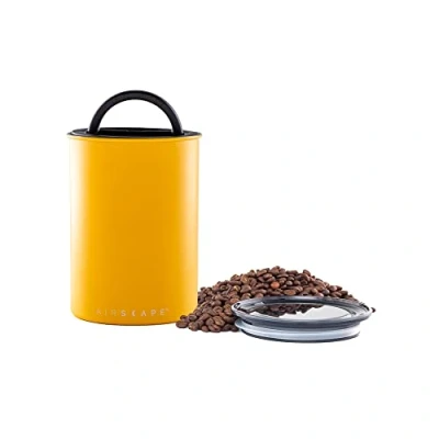 Image de Airscape Boîte de conservation pour café et aliments Couvercle hermétique breveté préserver la fraîcheur des aliments, acier inoxydable, (taille moyenne, jaune mat)
