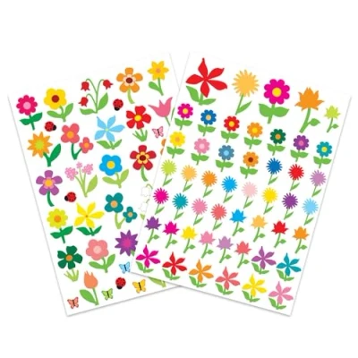 Image de Gommettes fleurs couleurs, tailles assorties 87 pièces 16 x 22 cm