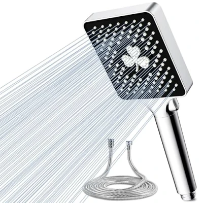 Image de Magichome Pommeau de douche avec tuyau 6 types jet Économe en eau Haute pression Grande à effet pluie