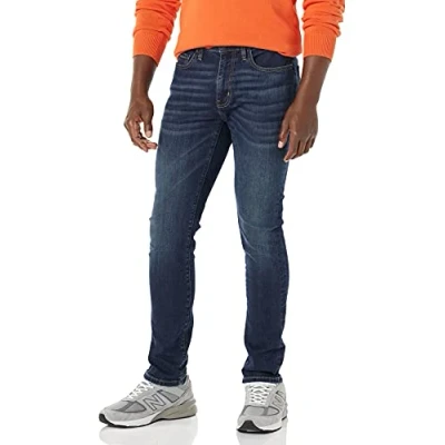 Image de Amazon Essentials Jean Ultra Extensible, Coupe cintrée Homme, Délavé Foncé, 29W / 34L