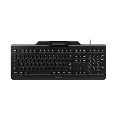 Image de CHERRY KC 1000 SC, Disposition belge, clavier AZERTY, de sécurité filaire avec terminal carte à puce intégré, Ange bleu, Noir