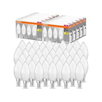 Image de OSRAM LED Base Classic B, en forme de bougie avec culot E14, non dimmable, remplace 40 watts, mat, blanc chaud 2700 Kelvin, Pack