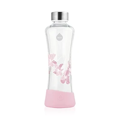Image de EQUA Magnolia Bouteille en verre 0,55 l de sport 550 ml avec fond silicone Gourde design pour les déplacements et le bureau Smg
