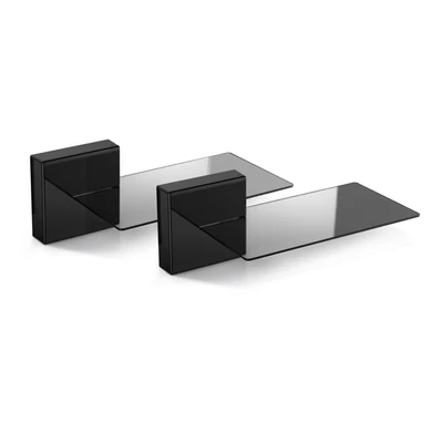 Image de Meliconi Ghost Cube Barre de Son Noir, Système Cache câbles modulaire avec étagère en Verre pour Bar