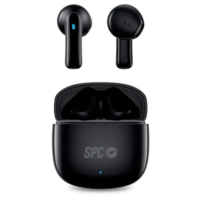 Image de SPC Zion 2 Play Écouteurs sans Fil Bluetooth pour 28 Heures de Batterie Multi Charges, Ultra compacts, contrôle Tactile, Mains Libres, Assistant Vocal et très Petit étui Charge USB C Noir