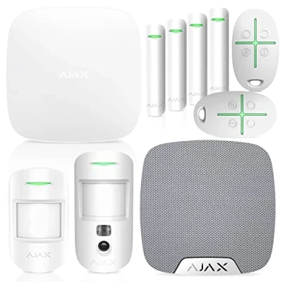 Image de AJX Alarme Maison sans Fil Pro Ajax Hub 2 Centrale d&#039;Alarme Détecteurs de Mouvement Dont Un avec Caméra Sirène Intérieure 4 Contacts d&#039;ouverture Portes et Fenêtres télécommandes