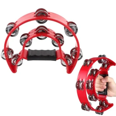 Image de Rosenice Tambourin en demi lune à double rangée de disques, rouge