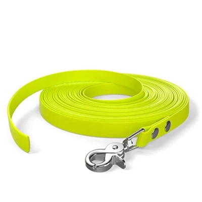 Image de 10m de Laisse à Pister, Chien, 1 Mousqueton, Jaune Fluo, très Solide, résistant la saleté et l&#039;eau