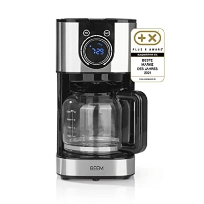 Image de BEEM FRESH AROMA SWITCH Cafetière filtre verre cruche en de 1,25 l volant commande élégant minuteur 24 heures 800 W pour 4 8 tasses