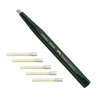 Image de Faber Castell 180300 Stylo rotatif avec gomme en verre, couleur de la tige : vert + 5 mines rechange 180600