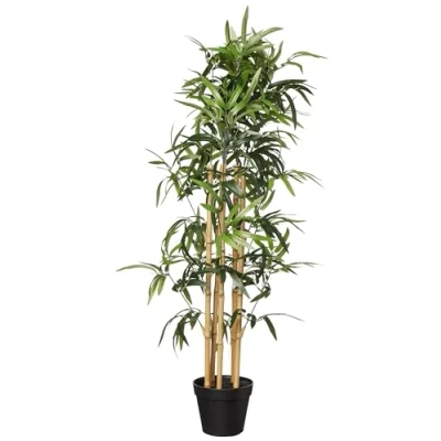 Image de Amazon Basics Pianta di Bambou artificiale con vaso in plastica, Bamboo, 100 cm
