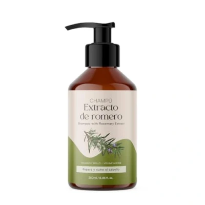 Image de QKnatur Shampoing à l&#039;extrait de romarin (250 ml). Contient des actifs Pour renforcer et réparer les cheveux. obtenir cheveux avec volume brillance. fins ou abîmés