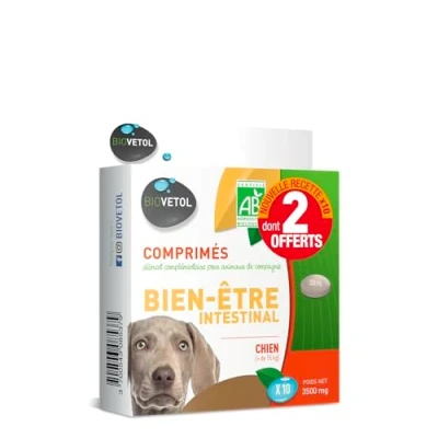 Image de Biovetol Comprimés Bien être Intestinal pour Chat et Chien Bio x10 Dont 2 OFFERTS (Moyen Grand Chien)