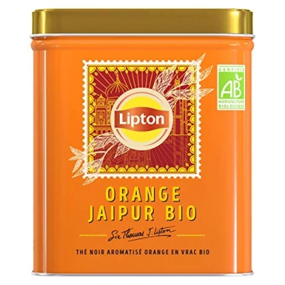 Image de Lipton Thé Noir Orange Jaipur Bio Aromatisé en Vrac Goût Vitalité Certifié Rainforest Alliance 150g