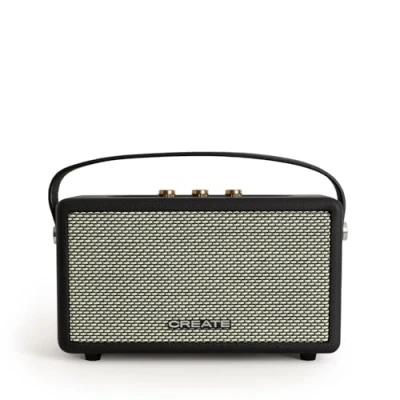 Image de CREATE / Speaker Retro/Haut Parleur Portable avec Bluetooth, USB et AUX Noir Petit/Design rétro, jusqu&#039;à 5 Heures d&#039;autonomie, Sangle de Transport, 40W