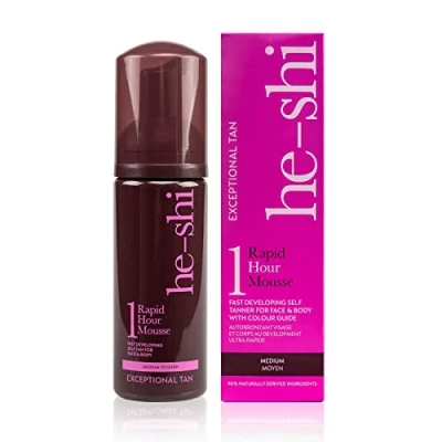 Image de He Shi Rapid Mousse autobronzante instantanée 1 heure Formule à séchage rapide sans rayures Bronzage végétalien naturel l&#039;huile d&#039;avocat artificiel pour le corps et visage (150 ml)