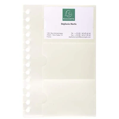 Image de Exacompta Réf. 85034E Paquet de 10 recharges pochettes détachables pour porte cartes visite amovible à anneaux Exacard (réf 75034E) capacité 60 dimensions 19 x 12,5 cm