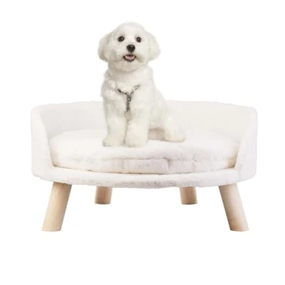 Image de BingoPaw Canapé pour Chien, Lit Chien Chat Surélevé Fauteuils Chiens avec Coussin Déhoussable, 61.5x61.5x33cm