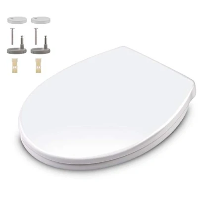 Image de Abattant WC, Himimi Lunette WC avec Fermeture en Douceur, Frein de Chute, Cuvette Toilette Dégagement Rapide à un Bouton et Charnière Réglable, Forme O