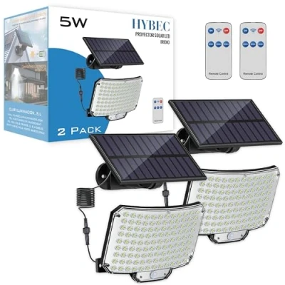 Image de HYBEC Lampe Solaire Avec Détecteur De Mouvement, Exterieur Detecteur Lumiere Eclairage (Pack 2)