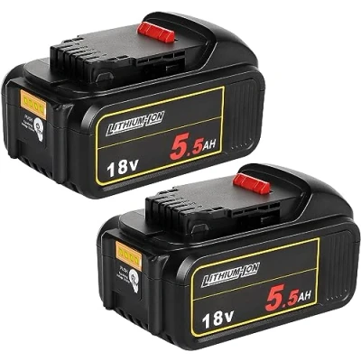 Image de Powarobor 2X DCB184 18V 5,5Ah Li ION Batterie de Rechange Compatible avec Les Machines Dewalt 18Volt sans Fil indicateur Charge LED