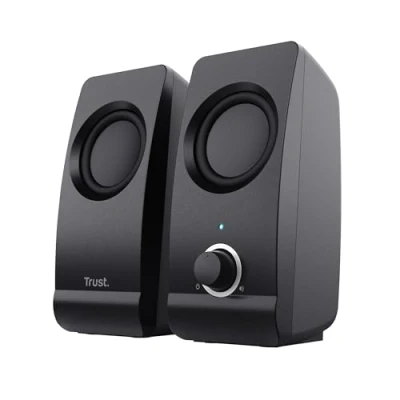 Image de Trust Remo Enceinte PC USB 2.0, 16 Watt, Alimentation USB, Système Audio avec Jack 3,5 mm, Plug and Play, Speaker pour Ordinateur Portable, Noir