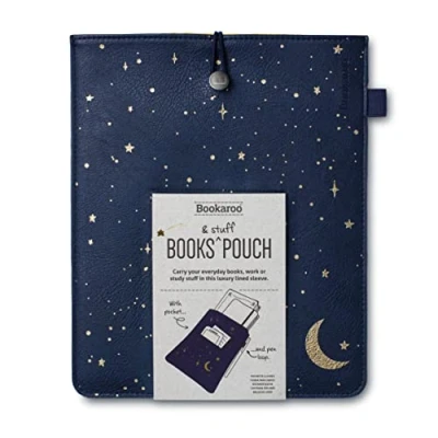 Image de IF Bookaroo Books Pochette de rangement Motif lune et étoiles Bleu foncé/doré
