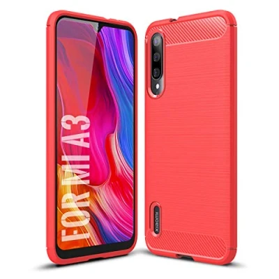 Image de SCL Xiaomi Mi A3 Coque pour A3, de Protection en Fibre Carbone Série Exquise avec Technologie Anti Rayures et D&#039;absorption Chocs, Case for Rouge