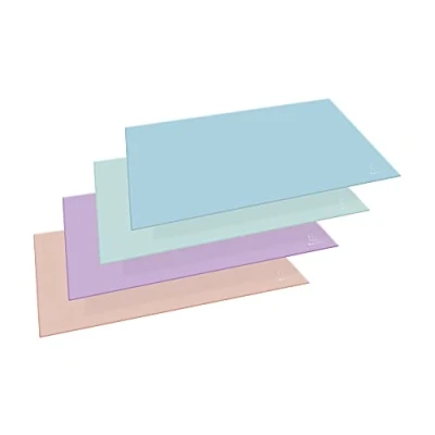 Image de Exacompta Réf. 60196D Lot de 8 sous mains en carton Aquarel Format Wide grande longueur et courte profondeur Dimensions 585 x 385 5 mm Couleurs pastel assorties
