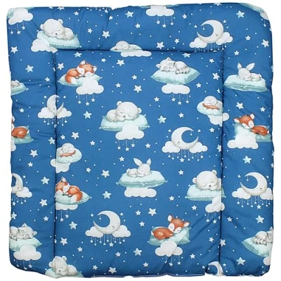 Image de TupTam Matelas à Langer Motifs pour Bebe Filles et Garçons, Bébés animaux endormis/Bleu foncé, 70 x cm