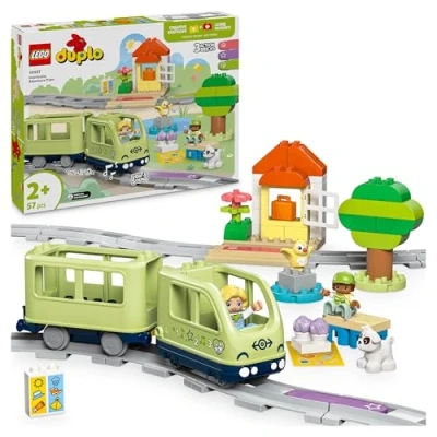 Image de LEGO Duplo Ma Ville Le Train d’Aventures interactif Jouet Qui Invite Les Enfants dès 2 Ans à créer avec des Rails Set de Jeu pour Tout Petits Sons et lumières 10427