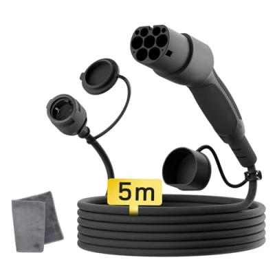 Image de dé Adaptateur Type 2 vers Schuko 16A 5m Chargement Facile aux bornes de Recharge/Wallbox 230V, IP55 pour Vélo Électriques, Scooter Électriques et Motos Pas V2L