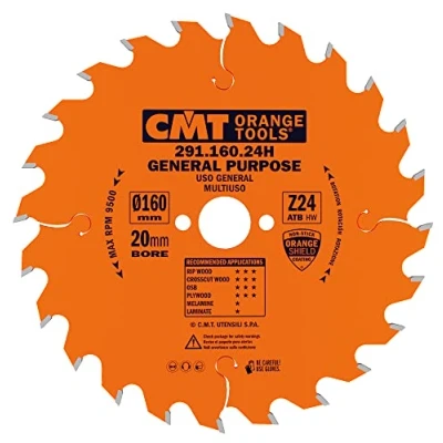 Image de Coupe croisée CMT Lame de scie circulaire 24 dents carbure tungstène Micrograin 160 x 20 mm