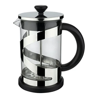 Image de Café Olé Classico Cafetière à piston en acier inoxydable avec finition chromée, 600 ml, 4 tasses, poignée résistante la chaleur, CM 06C