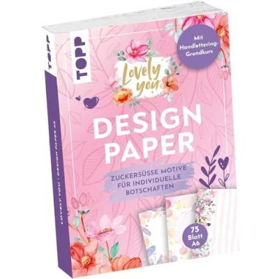 Image de Design Paper A6 Lovely You. Avec cours de base lettrage à la main : 75 papiers motif (DIN A6, 220 g/m²), en 25 designs, 16 pages main, couverture souple