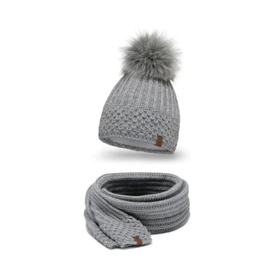 Image de Vivisence 7016 SET Écharpe, Femme, Taille: One Size, Light grey