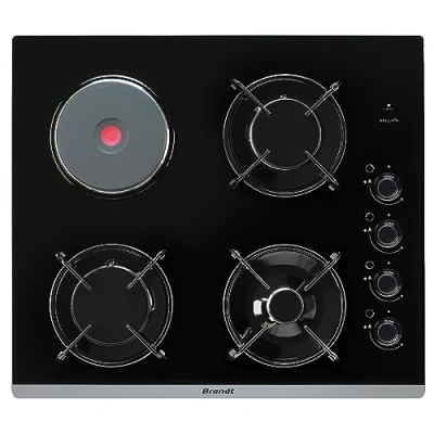 Image de Table de cuisson mixte BRANDT BPG6413BM 4 feux Noir
