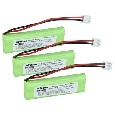 Image de 3 x Batteries Ni MH 500mAh (2,4 V), remplace la Batterie d&#039;origine : VT50AAAALH2BMJZ, GP1010, GPHC05RN01, GP HC05RN01 notamment