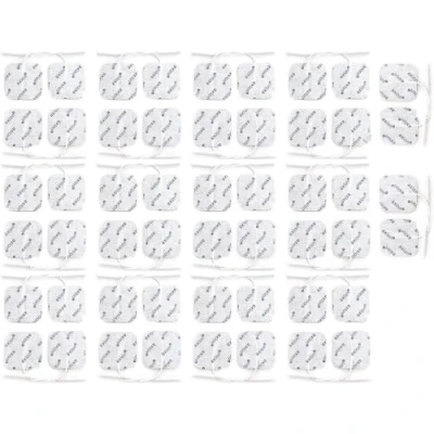 Image de 52 électrodes axion Patchs 4x4 cm pour électrostimulateur TENS et/ou EMS réutilisables et autocollants avec connexion filaire de 2 mm