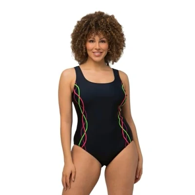 Image de Ulla Popken Maillot de Bain, Pipings, Bande sous la Poitrine, Doublure Avant pièce Femme,Bleu,66