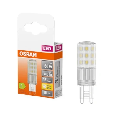 Image de OSRAM Lampe LED multicolore PIN avec douille Retrofit G9, 4,9 W / 806 lm, lumière blanche chaude claire de 2700 K, non dimmable, IP20, verre sans plomb, diamètre 18 mm.