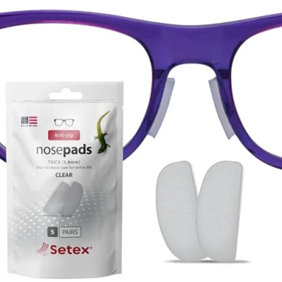 Image de Setex Gecko Grip 1.8mm Thick Anti Slip Eyeglass Nose Pads, (5 Clear Pair) USA Made, 2500 Innovative Microstructured Fibers per Pad, x 7mm 16mm
