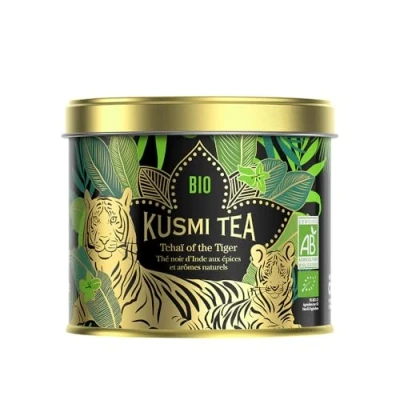 Image de Kusmi Tea Tchaï of the Tiger Thé Noir Indien Biologique avec Épices Chai Aromatisé Créé en Collaboration WWF Boîte Métal 100g Quantité pour environ 50 Tasses