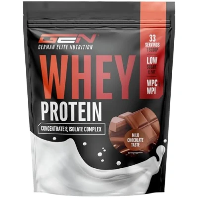 Image de Poudre de protéine whey 1000 g (Chocolat au lait) avec part d&#039;isolat jusqu&#039;à 22 par portion soluble instantanée BCAA &amp; EAA