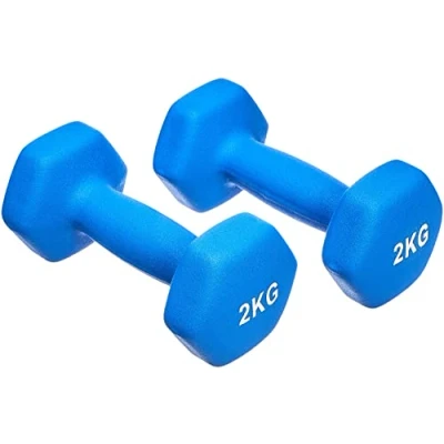 Image de Amazon Basics Paire d&#039;haltères en néoprène, 4 kg, 2 lot de Bleu