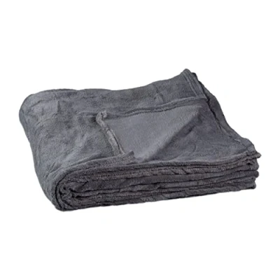 Image de Relaxdays Couverture grande polaire douce plaid moelleuse douillet 200 x 220 cm lavable 30C en polyester, gris